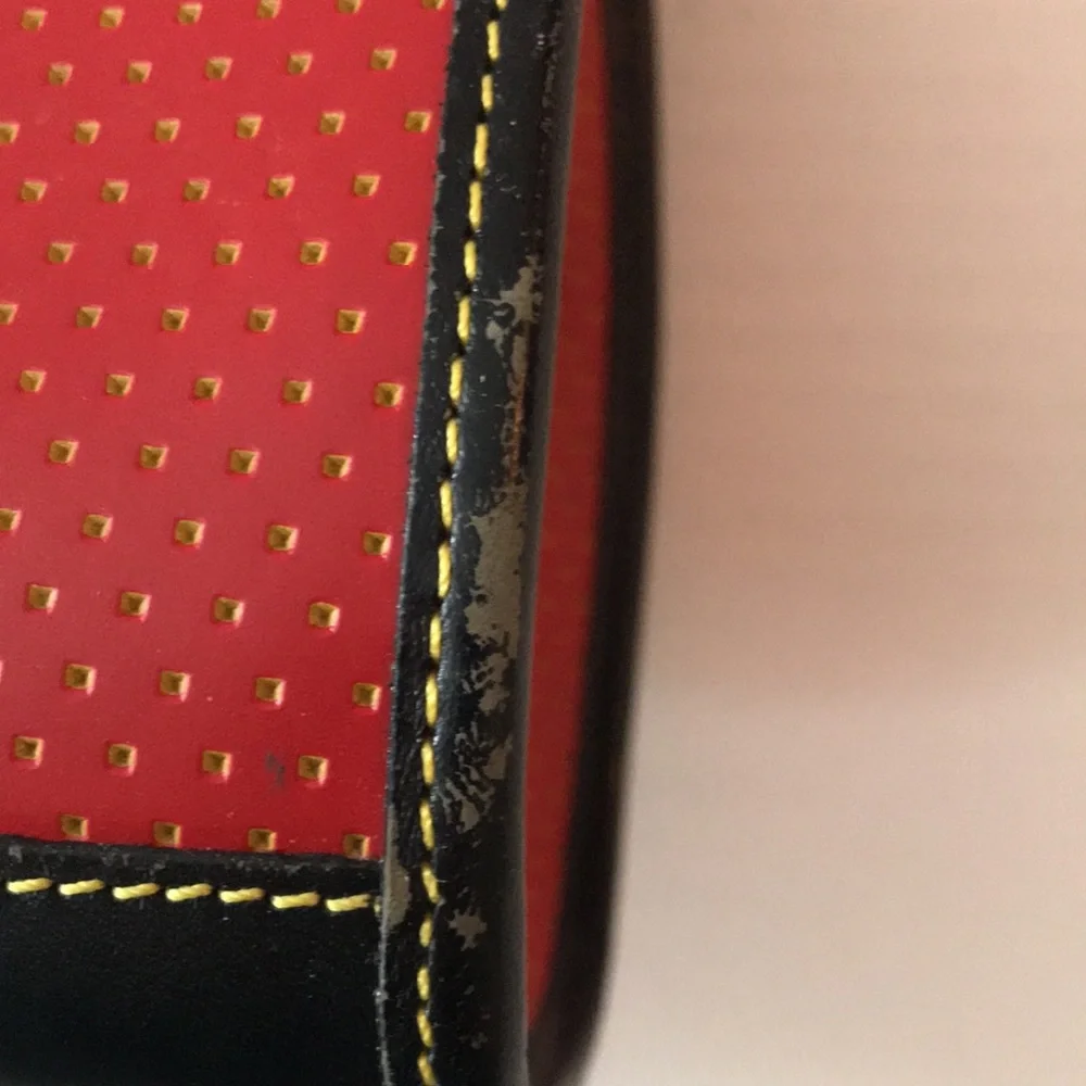 Dooney & Bourke Satchel‎ Red Black Perforated Leather Vintage USA Old Money